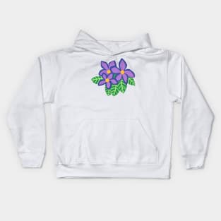 Flowers Purple Hawaiin with Green Leaves Paper Cut Out Kids Hoodie